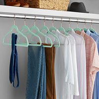 Cintres en velours de qualité supérieure avec barre pour cravate, cintres vert menthe, antidérapants, gain de place, cintres pour vêtements