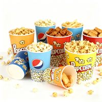 Gobelets à popcorn pliables écologiques, imperméables, de qualité alimentaire, biodégradables, avec logo personnalisé imprimé, à paroi simple, en papier kraft