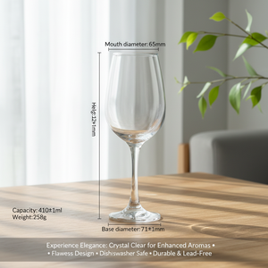 Verre à vin classique moderne et créatif, soufflé à la main, transparent, 410 ml, pour la maison, les fêtes, vente en gros - Product Image 2