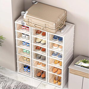 منظم أحذية بلاستيكي قابل للطي الأكثر مبيعًا لعام 2025، خزانة أحذية بدون تركيب مقاومة للغبار، صندوق تخزين أحذية رياضية قابل للتكديس - Product Image 6