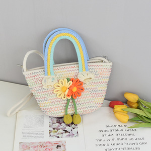 Bolso bandolera de cuerda de algodón, bolso de mano, bolso tejido, bolso arcoíris versátil para niños, bolso de paja elegante, bolso de regalo - Product Image 4