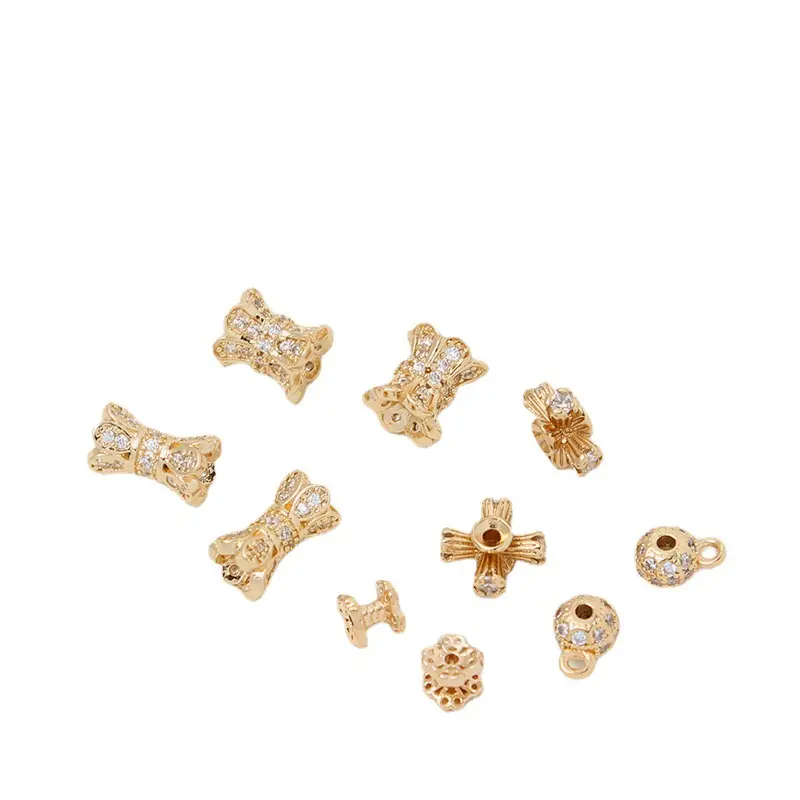 Горячие продажи позолоченные латунные перфорированные бусины для изготовления браслетов ожерелье