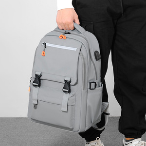 Sac à dos pour ordinateur portable 15 pouces, grande capacité, multicouche, résistant à l'usure, sac de voyage et de transport gris et noir - Product Image 4