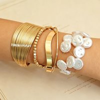 Set Gelang Emas yang Dapat Ditumpuk, Gelang Manset Bunga Boho Rantai Manik-manik Gelang Cuban Link Multipack Perhiasan Fashion Hadiah