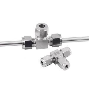 स्टेनलेस स्टील 304 डबल फर्रूल संपीड़न फिटिंग 1/8 'टी पाइप एडाप्टर 3 तरह कनेक्टर चिकनी सतह उपचार - Product Image 1