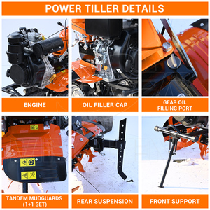 Herramientas agrícolas de empuje manual, motocultor pequeño de potencia diésel, motocultor 5HP 7HP 9HP12HP, cultivadores de suelo Motoculteur, máquina de arado - Product Image 5
