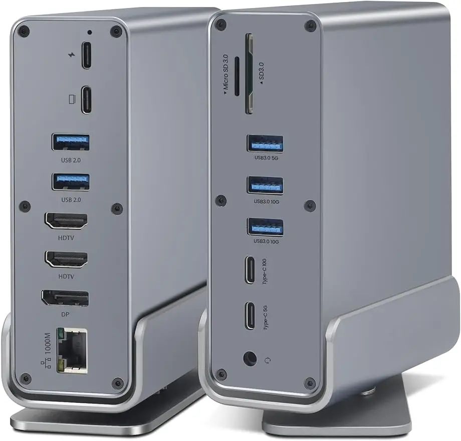 Gris 15 en 1 HDMI*2+DP+USB*5+PD+C*2+SD/TF+RJ45+3,5 mm