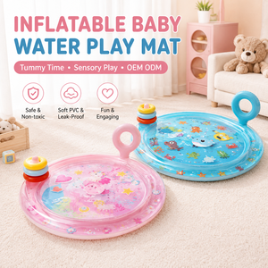Tapis de jeu aquatique gonflable pour bébé, jouet sensoriel pour le temps sur le ventre avec anneaux flottants et miroir, tapis d'éveil en PVC pour nourrissons OEM ODM - Product Image 2