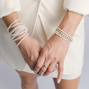Bracelet de perles d'eau douce véritable pour femmes Bracelet de perles rondes en or 18 carats avec perles de riz Cadeau de demoiselle d'honneur Bijoux de <span class=keywords><strong>mariage</strong></span> - Product Image 2