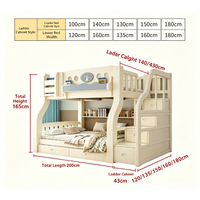 Lit superposé double en pin massif de style américain moderne avec rangement, pour parents et enfants, écologique, vente en gros