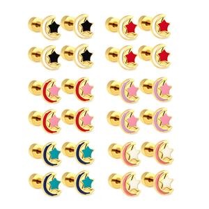 OEM/ODM Custom Screw <b>Earring</b> Backs Stud 18k Gold Plated Round Stainless Steel Stud Designer Kids Enamel Children <b>Earring</b> - Product Image 5
