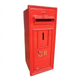 Boîte aux lettres de mariage personnalisable faite à la main, couleur rouge, pour fournitures événementielles, boîte aux lettres antique moulée à la main pour la décoration de jardin et de pelouse - Product Image 1