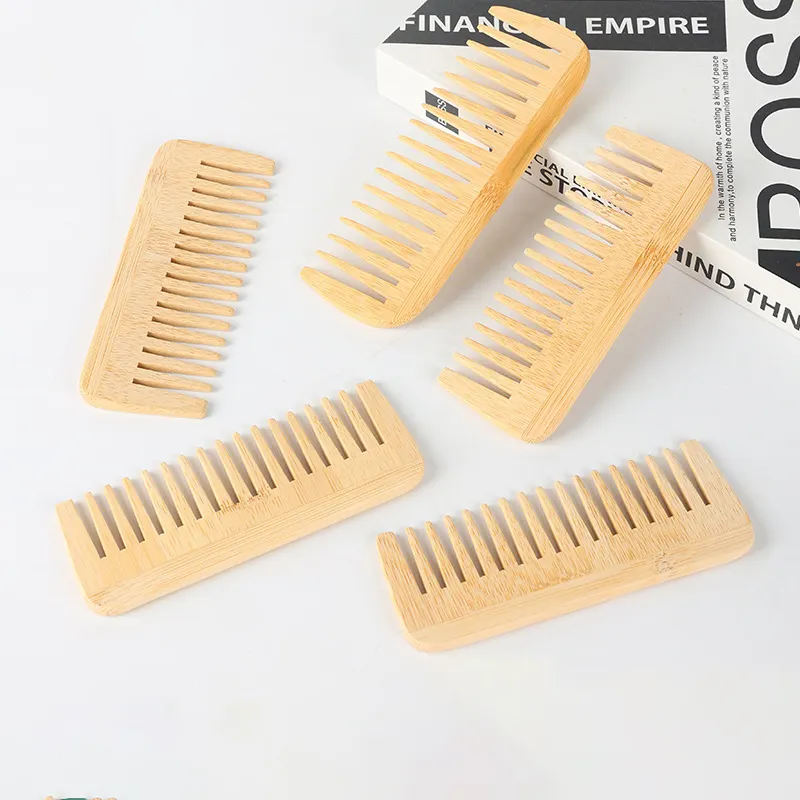 Eco-friendly Bamboo Wide Tooth Comb Custom Logo Disposable Wood Hair Comb for Hotel