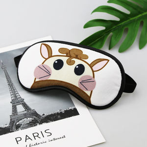 カスタム印刷されたサテンとポリエステルかわいい動物のデザイン白いシェーディング軽いアイマスク睡眠用太陽のための弾力性EU標準 - Product Image 2