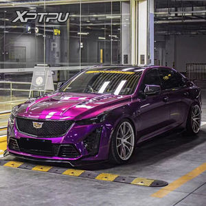 Film vinyle pour voiture rouge métallisé super brillant violet 1,52 m * 17 m Film super brillant pour voiture 7,5 mil sans bulles PET PVC Film vinyle - Product Image 1