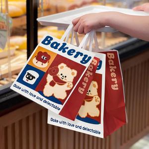 ถุงกระดาษใส่อาหารทรงสี่เหลี่ยมพิมพ์ลาย ราคาแข่งขัน ถุงกระดาษคราฟท์สีขาวสำหรับใส่ขนมปังและของช้อปปิ้ง พร้อมโลโก้ สำหรับอาหารแบบนำกลับบ้าน - Product Image 3