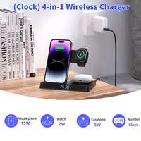 Chargeur sans fil pliable 4 en 1 avec horloge numérique et lumière RGB