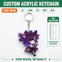 Fabrication OEM ODM, vente en gros, porte-clés numériques personnalisés en acrylique, pendentifs de sac, breloques de clés de dessin animé, impression de logo, formes irrégulières