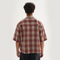 Chemise à carreaux décontractée en coton de haute qualité, coupe courte et ample, à manches courtes, boutonnée, pour homme