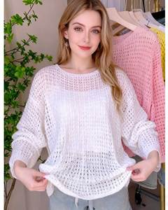 2025 nuovo maglione a scialle sottile da donna a manica lunga dolce dolce rosa lavorato a <span class=keywords><strong>maglia</strong></span> da donna - Product Image 4