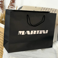 Personnalisation de sacs en papier de vente directe d'usine avec votre propre logo Emballage de vêtements et de chaussures Sac en papier noir