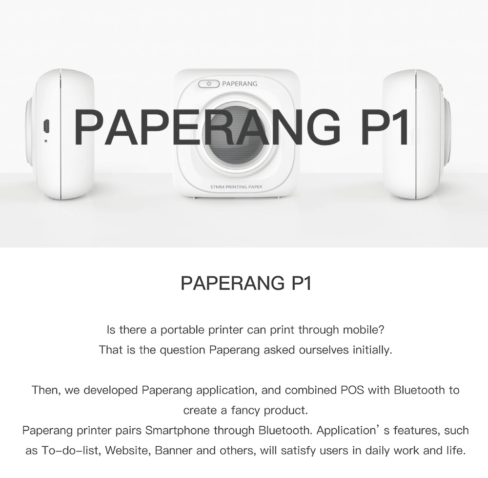 PAPERANG P1 Pink/Green Pocket Mini Photo Printer 203dpi BT4.0 Phone Connection Wireless Portable Thermal Printer Clearly