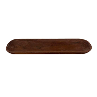 Plateau de service ovale en bois massif naturel 40cm x 33cm x 8cm, style rustique moderne, pour table basse, repas, fête, décoration intérieure