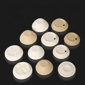 YBLPAK Couvercle en papier personnalisé avec logo, écologique, jetable, en bagasse de canne à sucre, 80mm/90mm, de qualité alimentaire, pour gobelet à café (dôme/<span class=keywords><strong>plat</strong></span>) - Product Image 1