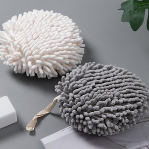Chenille Hand <strong>Towel</strong> <strong>Round</strong> Quick Dry Kitchen Bathroom <strong>Towel</strong> Solid Color White <strong>Gray</strong> Blue - Product Image 5