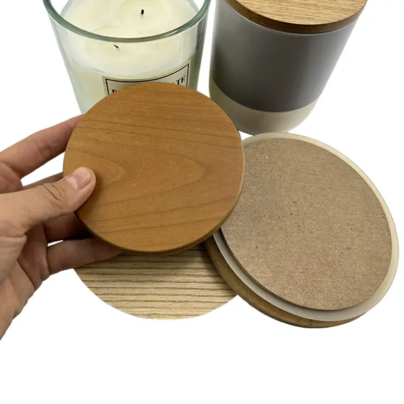 Tapas redondas de madera personalizadas, tapa de bambú para taza, botella, vela, tarro, tapa de contenedor de vidrio