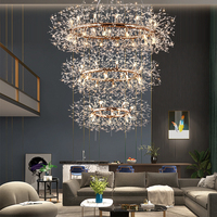 Lustre en cristal nordique, lumière de villa en forme de pissenlit, luxe, chambre à coucher, salle à manger, salon, hôtel, appartement, éclairage d'escalier