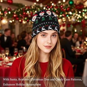 Chapeau en tricot à pompon personnalisé avec logo imprimé, motif de Noël pour enfants, renne, flocon de neige, bonnet chaud pour enfants, fête, 100% polyester - Product Image 5
