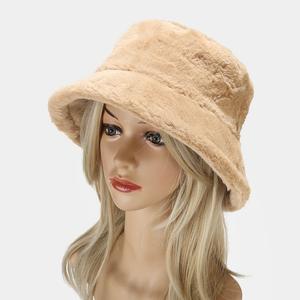 Solid Color Simple <b>Faux</b> Rabbit <b>Fur</b> <b>Bucket</b> <b>Hat</b> Autumn Winter Woman Outdoor Plain Tie Dyed Plush Warm Basin Fishing <b>Bucket</b> <b>Hat</b> - Product Image 3
