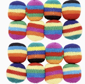 Bolsa de pie tejida para exteriores, estilo Hacky Sack, con diseño arcoíris, color aleatorio, para actividades al aire libre, malabares y juegos de patadas - Product Image 6