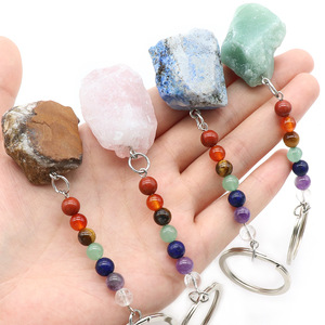 Aonaya Jewelry Custom Rose Clear Quartz Copper Wire Keychain Natural Stone Colorful Healing Stones Crystals Crystal Key Chains