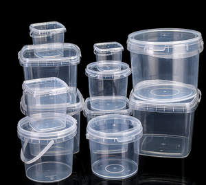 Custom <b>Square</b> Clear <b>Plastic</b> Bucket With Handle Airtight Food Storage <b>Container</b> For Kimchi Pickled Fermentation Pickle Packaging - Product Image 2