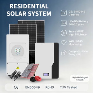 ระบบโซลาร์เซลล์แบบออนกริด 3kw 5kw 6kw 8kw 10kw 12kw 15kw 12kw ราคาเฉลี่ยของระบบโซลาร์เซลล์แบบออฟกริดสำหรับบ้าน ระบบไฮบริด - Product Image 1