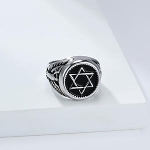 Men's Stainless Steel Six Pointed Star Eagle Head <b>Ring</b> Retro Punk Jewelry Gift Fashion <b>Rings</b> - Product Image 4