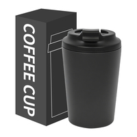 Gobelet isotherme à double paroi en acier inoxydable 304 de 350 ml (12 oz) avec couvercle rabattable, tasse de voyage, tasse à eau glacée pour voiture, camping, maintien au chaud pendant 6 heures