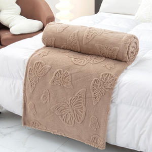 Nouveau châle de bureau de sieste en velours <span class=keywords><strong>Tave</strong></span> papillon de couleur unie, mini couverture en velours de corail Jacquard épaissi - Product Image 5