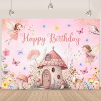 Toile de fond pour le premier anniversaire de la petite fée, fond photographique floral, décorations de fête du 1er anniversaire des filles, bannière personnalisable