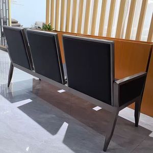 Conjunto de Sillas de Espera Modernas de Cuero PU para Oficina, Muebles Comerciales Duraderos de Diseño Contemporáneo en Color Negro - Product Image 2