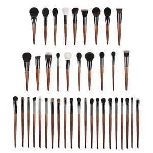 Custom makeup brushes Logo Natural hair synthetic hair Carved aluminum tube Wood handle 40Pcs Auspicious Clouds Series