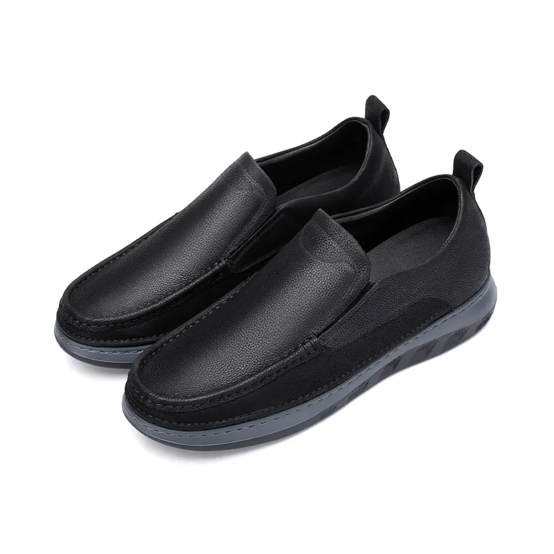 Custom Wholesale New Style Casual Elevator Loafers Shoe Men Cow Leather Height Increasing Shoes Rubber Foam Outsole