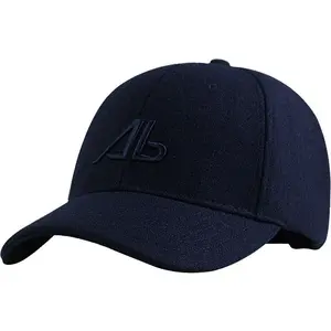 Casquette et casquette de baseball bleu marine en mélange de laine brossée avec broderie personnalisée