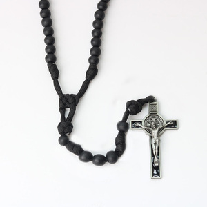 Gioielli Religiosi Cristiani, Rosario Robusto di San Benedetto con <span class=keywords><strong>Perline</strong></span> da 10mm e Cordino Paracord, <span class=keywords><strong>Collana</strong></span> Cattolica per <span class=keywords><strong>Uomo</strong></span>, Accessori per la Chiesa - Product Image 2