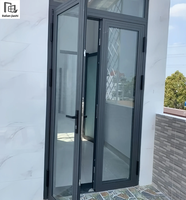 Porte en aluminium à double vitrage personnalisée, anti-effraction, battante, design moderne, isolation thermique, insonorisation, résistance à la corrosion, pour centre commercial