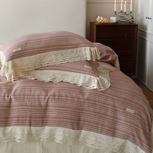 Comoda biancheria da <span class=keywords><strong>letto</strong></span> 100% in cotone tinto in filo con un grande Set di lenzuola da 4 pezzi, compresa la busta del copripiumino e la federa - Product Image 3