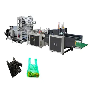Machine de fabrication de sacs à ordures plats en polyéthylène PE HDPE LDPE machine de thermoscellage et de découpe à chaud sur 4 lignes