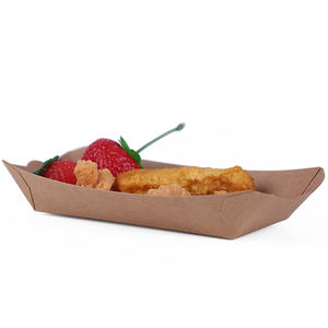 Hot-dog de service en papier kraft pour frites/frites/plateau de restauration rapide personnalisé en forme de bateau - Product Image 1